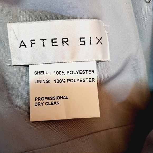 After Six Full Length Draped Front Slit Lux Chiffon Dress in Platinum Size 14 - Picture 7 of 11